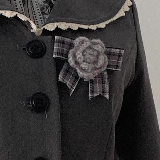 Floral Bow Gray Brooch