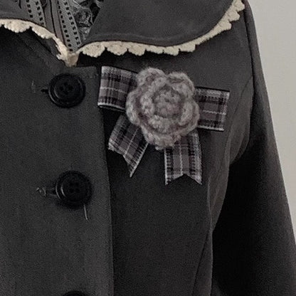 Floral Bow Gray Brooch