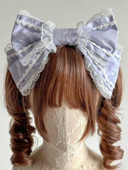 Polka Lace Red/Black/Purple/Pink/Blue Accents Dot with Hairclip Large Bow