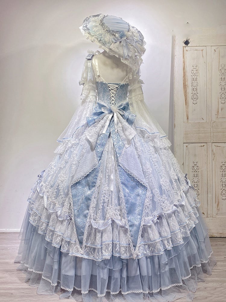 Dress Hime Floral One Corset Lolita Gorgeous Hanayome Bowknot Blue Piece