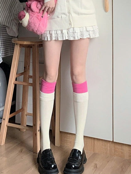 Fashion Socks Colors Colorblock Mid-calf Y2K 5 Design