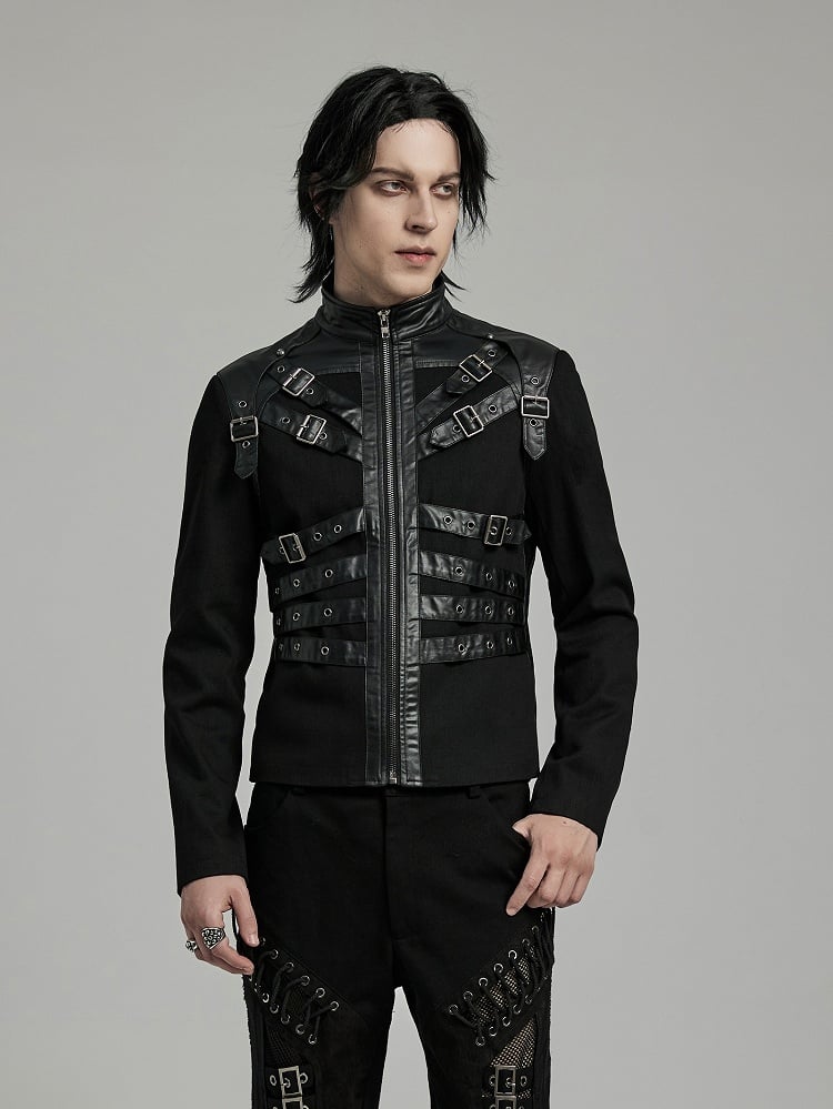 Handsome Coat Punk Men's Black