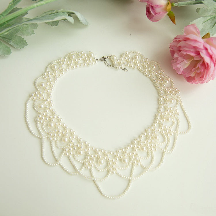 Halskette Weiß Perlen Lagen