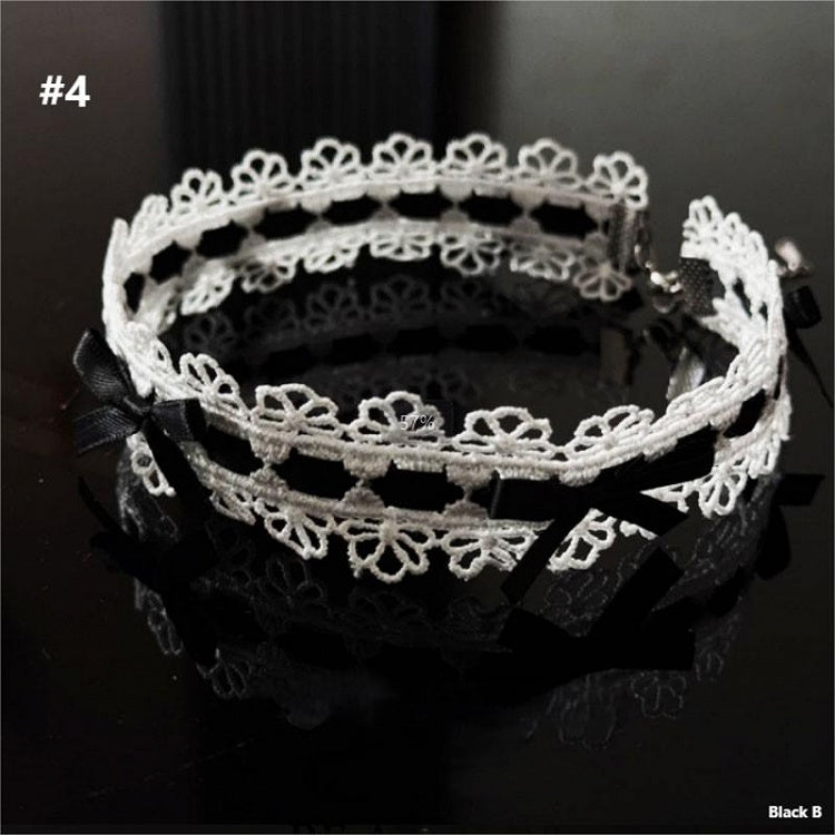 4 Black/Pink Bow Choker Lace Options