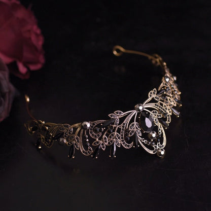 Black and Gold Gothic Punk Rhinestones Crown