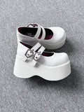 Weiß PU Matte Design Punk Dual in Stil Schuhe Sarg Schnallen Plattform