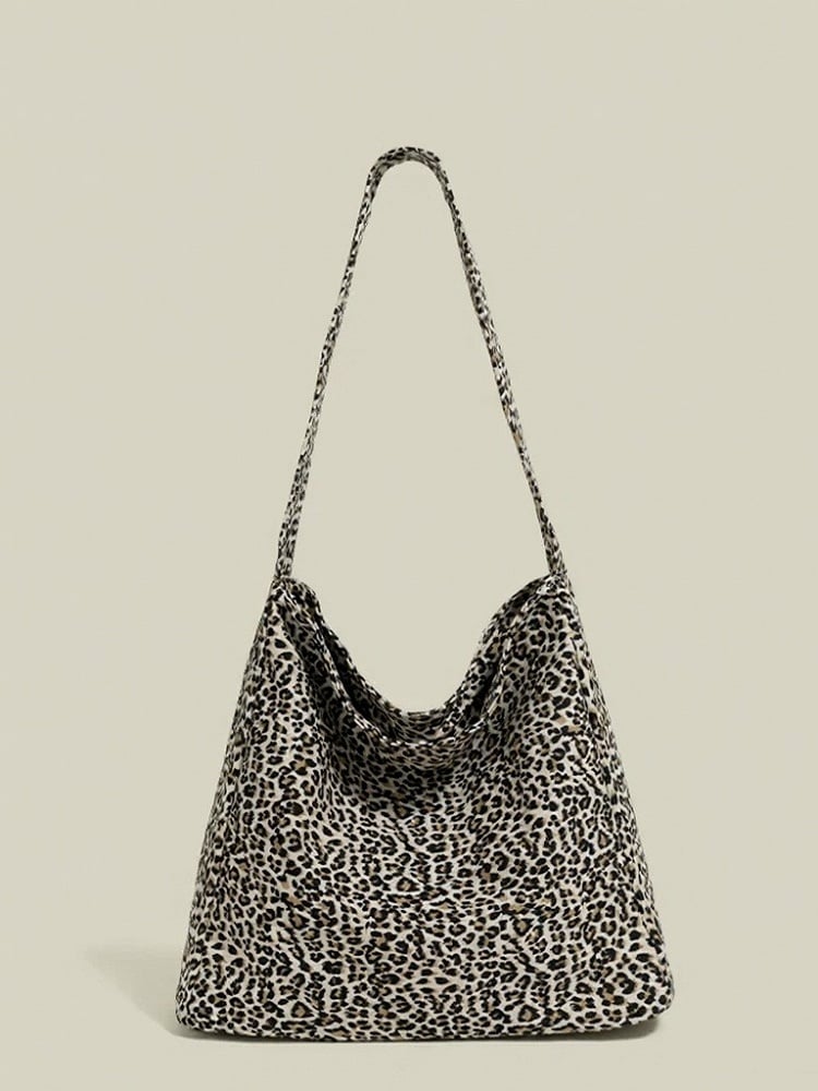 Bag Crossbody Print Gray Leopard Shoulder Canvas