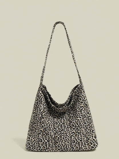 Bag Crossbody Print Gray Leopard Shoulder Canvas