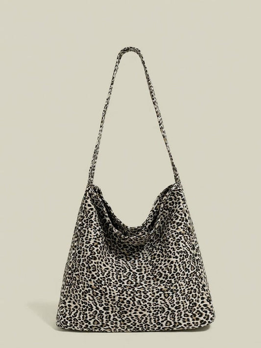Bag Crossbody Print Gray Leopard Shoulder Canvas