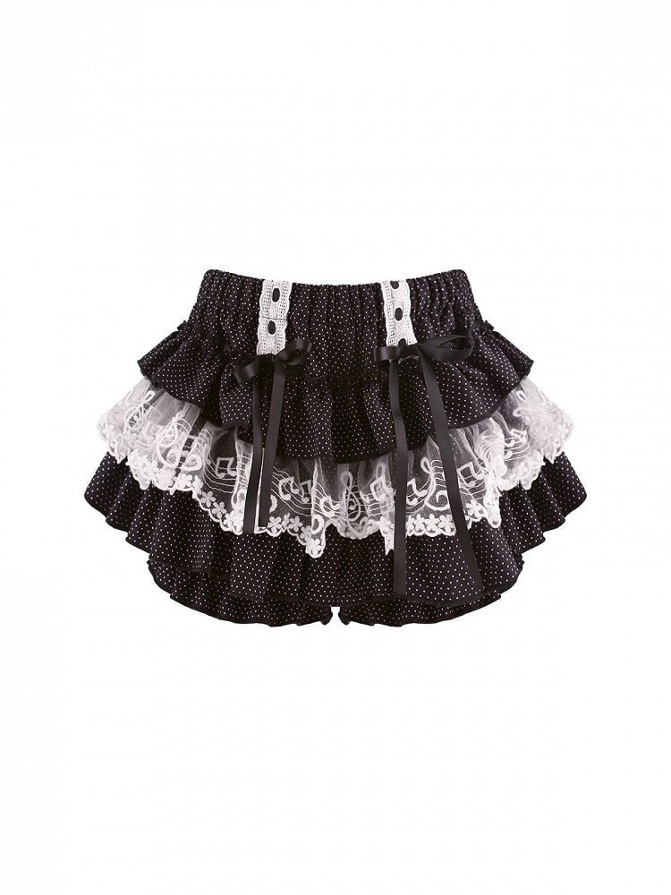 Jupe-short étagée en dentelle à pois - serendipity