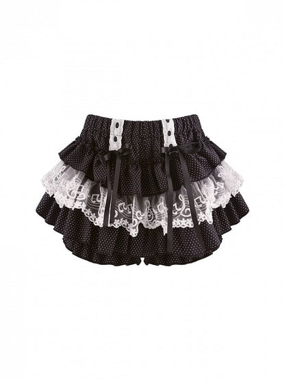 Jupe-short étagée en dentelle à pois - serendipity