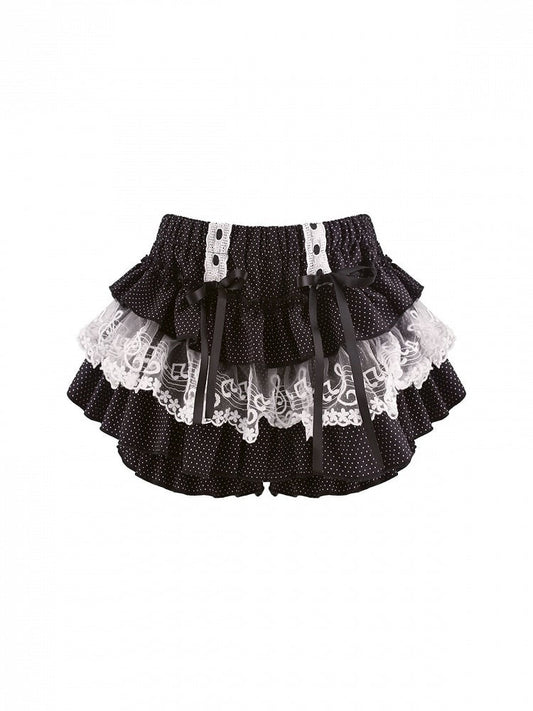 Jupe-short étagée en dentelle à pois - serendipity