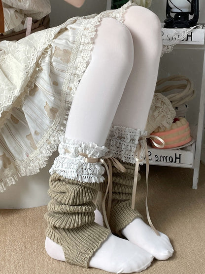 Lolita Knitted Leg Warmers Cuffs Color 7 Options Lace