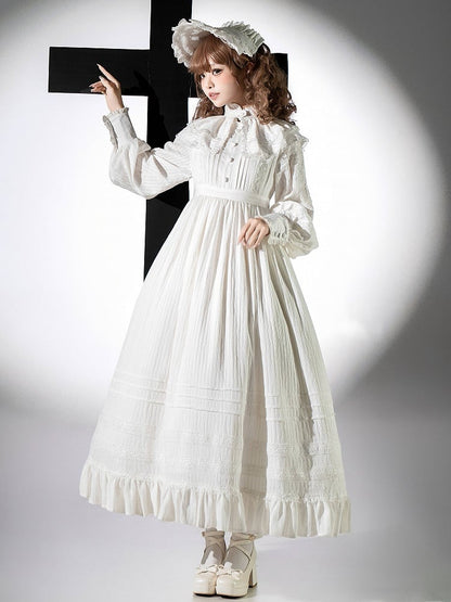 Gothic All Waist Dress Long Shiro High Sleeves Lolita White