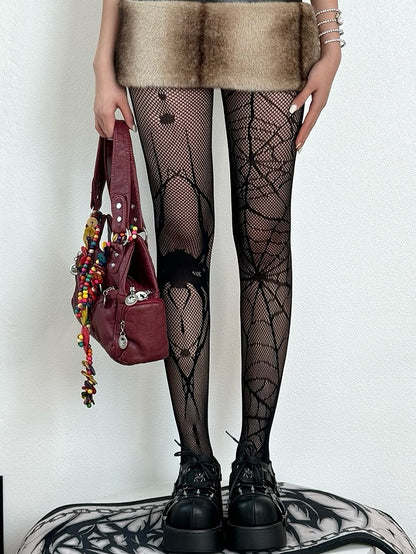 Pattern And Gothic Spider Tights Black Spiderweb