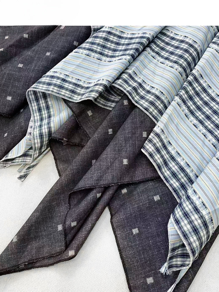 ヴィンテージダスティブルーチェック柄ハンカチ裾グラマラススカート