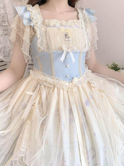 Short Sleeve Ballet Lace Lolita Blouse - Lan Jian Chuan