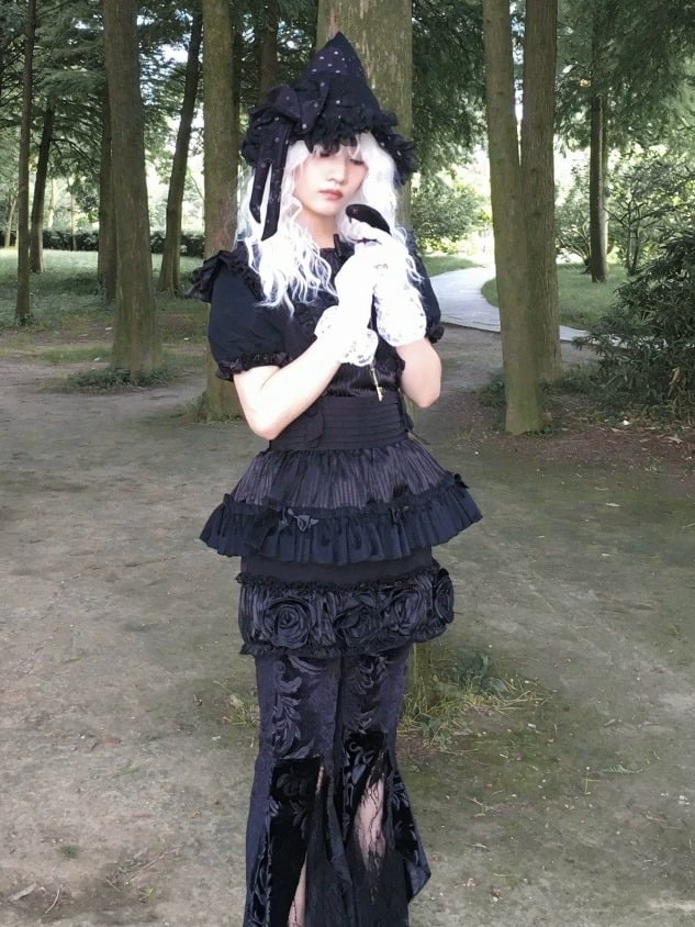 Gothic Pointed Witch Hat with Bow - freetrader