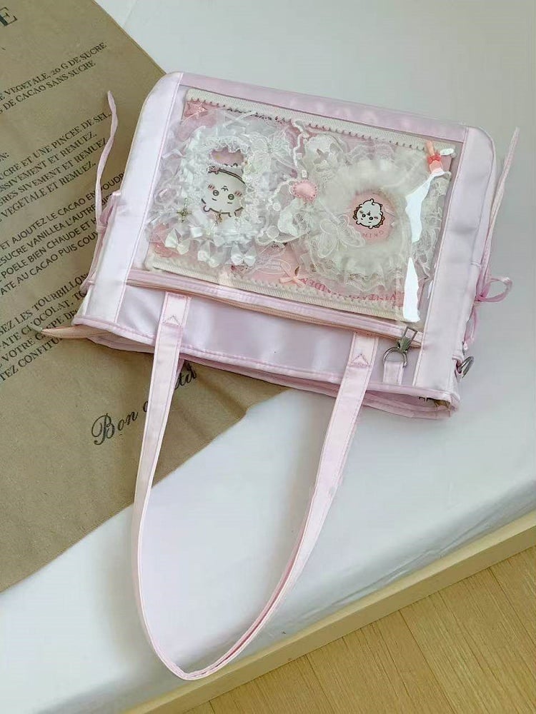 Lace Shoulder 9 Colors Ita Satin Bow Decoration Tie Side Bag