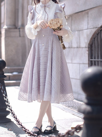 Sleeve Blouse Kei with Ruffled and Placket Long Sweetheart Jirai White Buttons