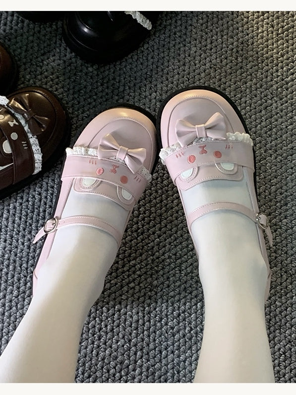 Kawaii Cute Sweet - JK Brown Bow Bear Shoes Low-heel