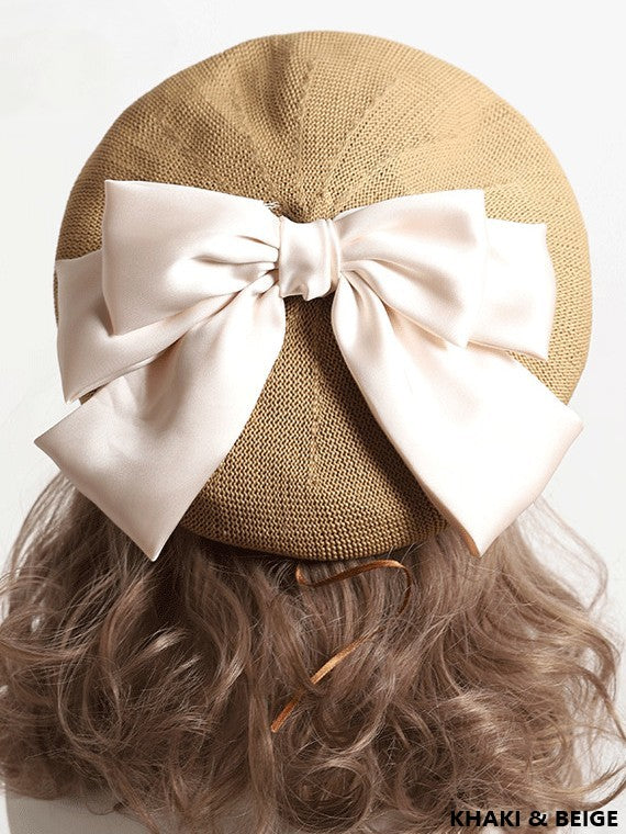 With Bowknot Lolita Color Detachable Options Sweet Beret 18 Large