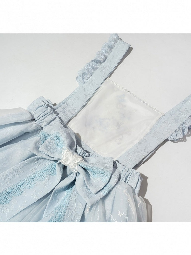 Light Blue Floral Embroidery Overlay - ZhiXiYue