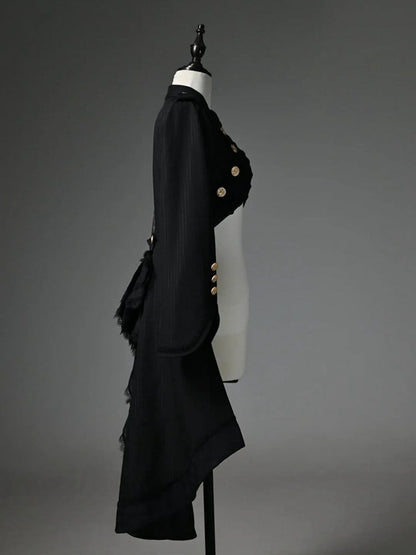 Tailcoat Knight Cape One-shoulder Detachable Black
