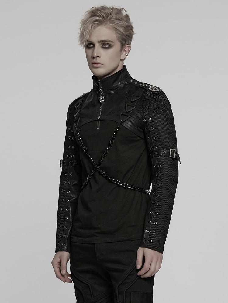 Black Men's Punk Cool Ultra Short Jacket