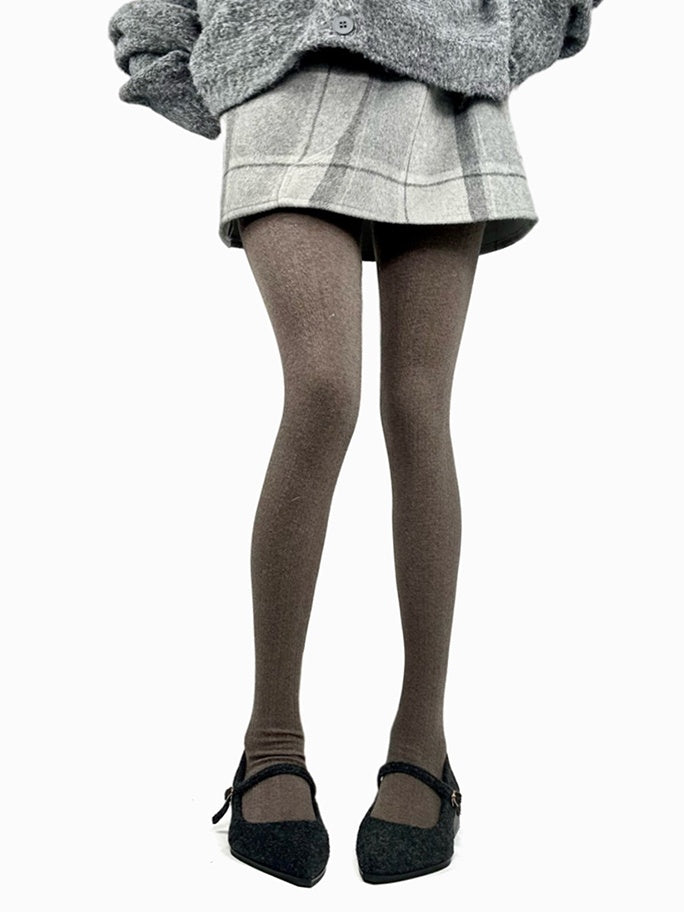 ブラウン/ダークグレー/ライトグレー/ホワイトのコットン製冬用タイツ