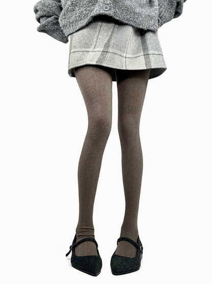 ブラウン/ダークグレー/ライトグレー/ホワイトのコットン製冬用タイツ