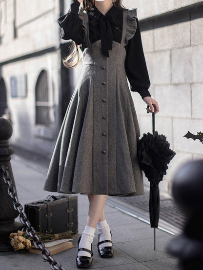 Overall Elegantes Kleid Taillenhoch Grau