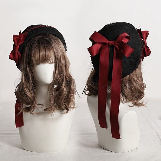 Options Color Bow Ribbon 5 Long Beret Plaid