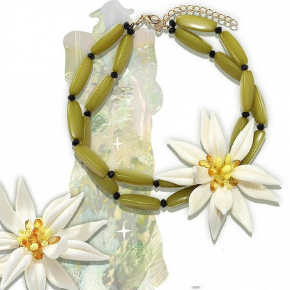 Beaded Design Necklace Y2K Floral