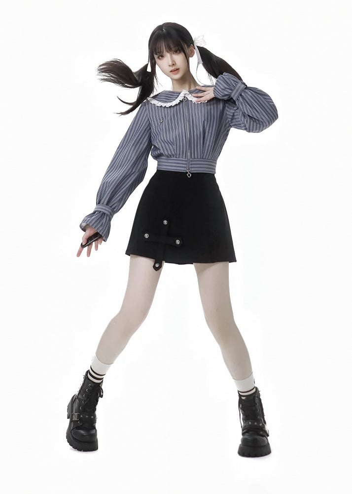 Black Cross Detail Skirt