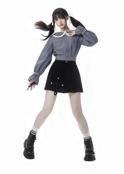 Black Cross Detail Skirt