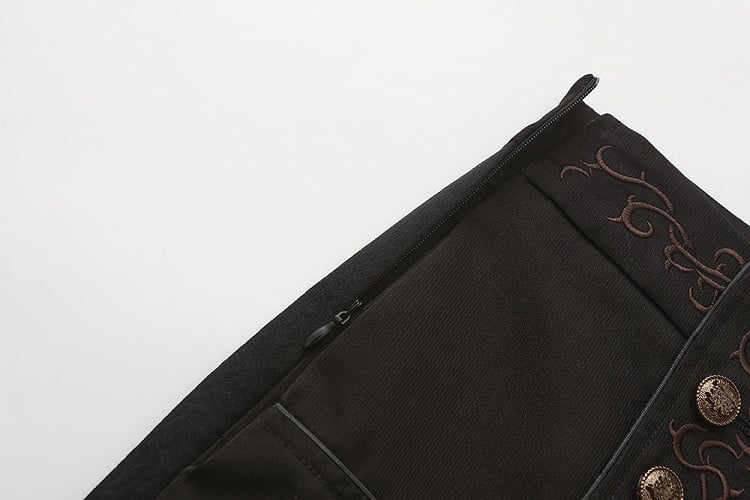 Lolita Ouji-Hose mit Knopf und Stickerei, Schwarz