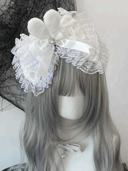 Options Trim Decorated Lace Plush Bowknot 3 Rhinestone Bunny Color Detachable Ear KC