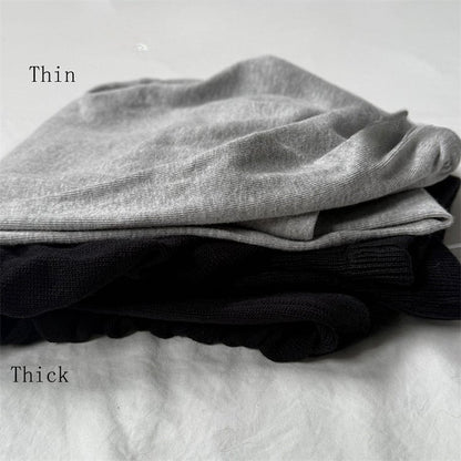 Kei Jirai Ruffle with Loose Ribbed Trim Design Warmers Leg Black Thigh-Length Thick Version