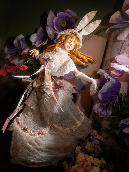 Skirt Versatile Long Bustle Patched Vintage Lace