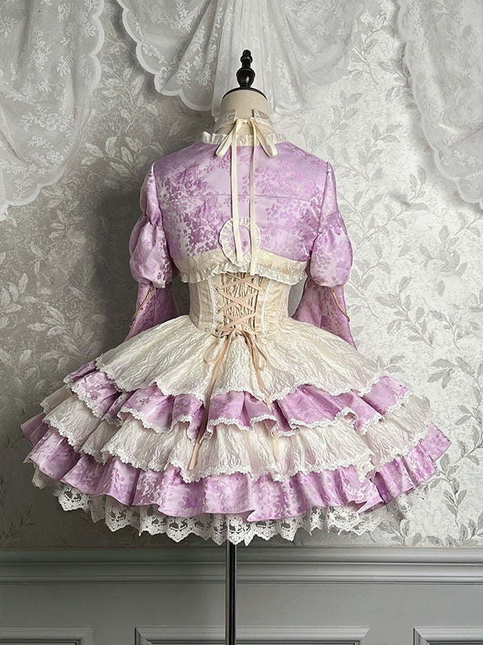 ジャカードパープルボレロローブタッセル