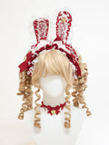 Pastel Red Heart with Charm Lace Bunny-Ear KC