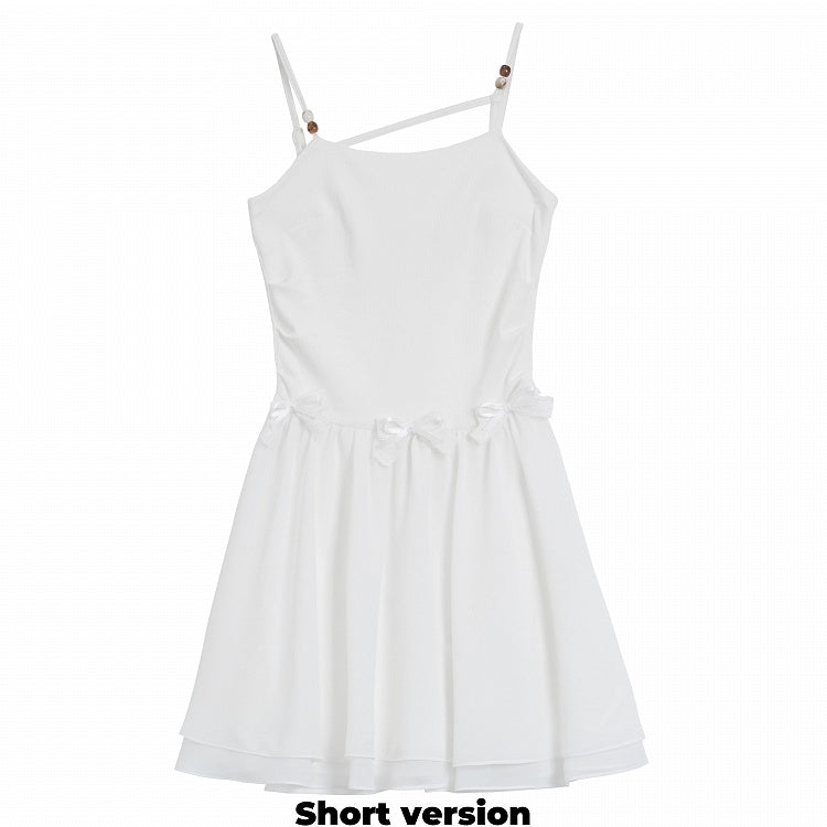 Weißes Unterkleid mit Schleifendetails, kurze/lange Version