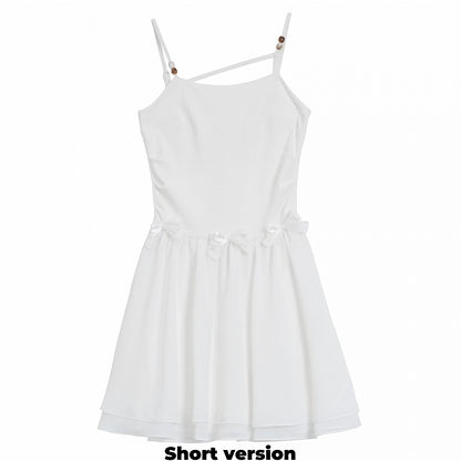 Weißes Unterkleid mit Schleifendetails, kurze/lange Version