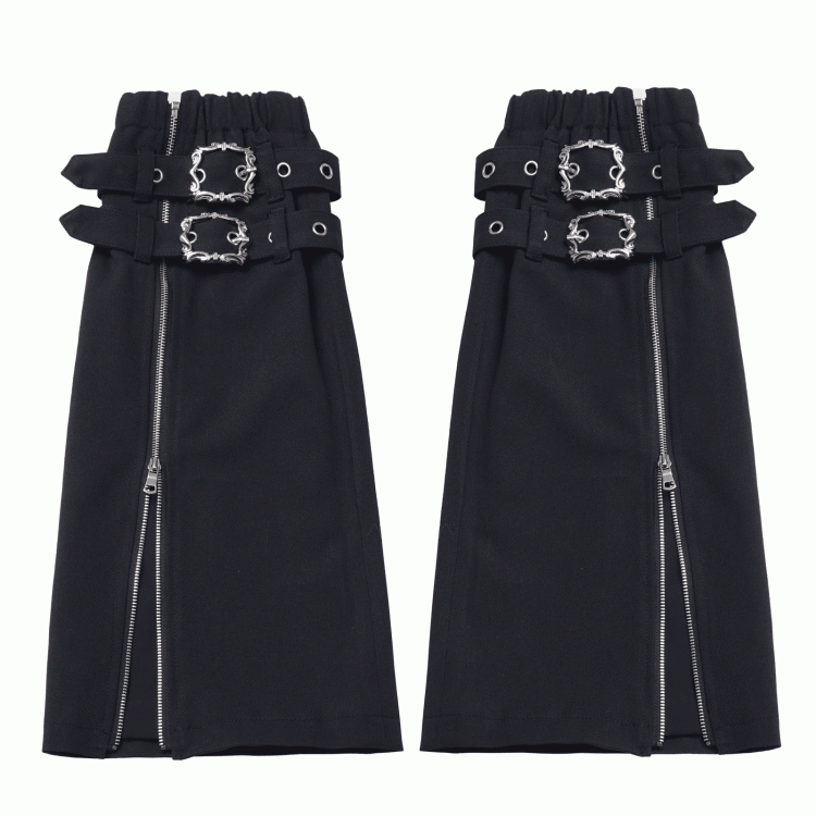 Zipper and Leg Adjustable Square Black Buckles Warmers Techwear with Dual