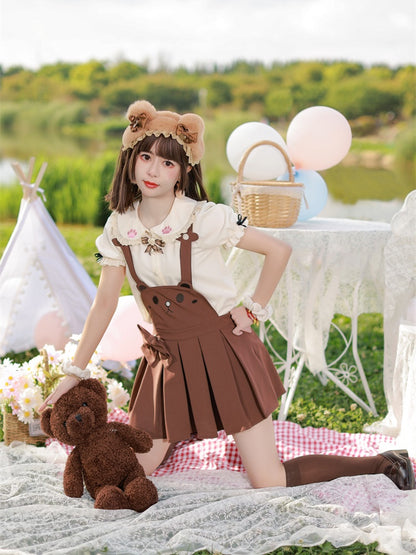 Shorts Bunny/Brown Bear Overalls Bubble Pink