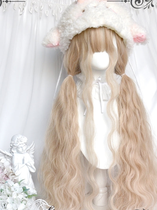 Gewellte volle 80cm Pony lange Perücken blond mit