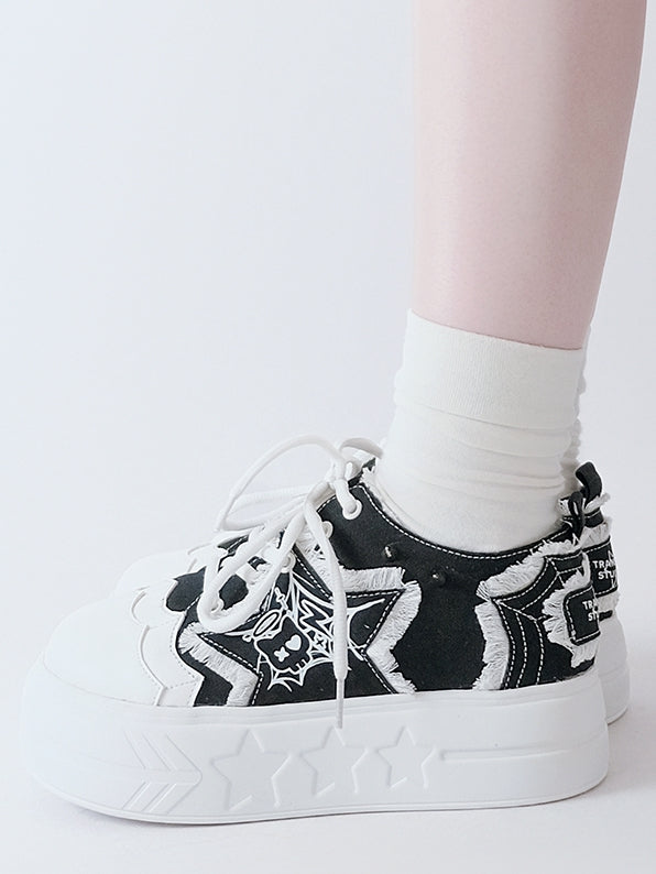 Star Y2K Platform Black Sneakers Applique