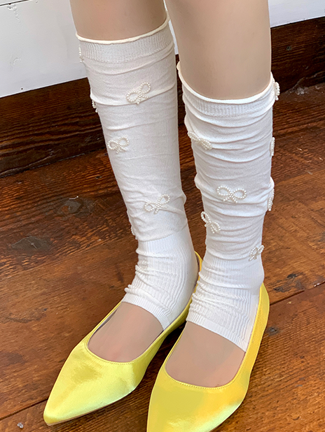 Pink/White/Green/Blue/Light Bowknots Leg Grey/Dark Ballet Warmers Style Grey/Black Beaded