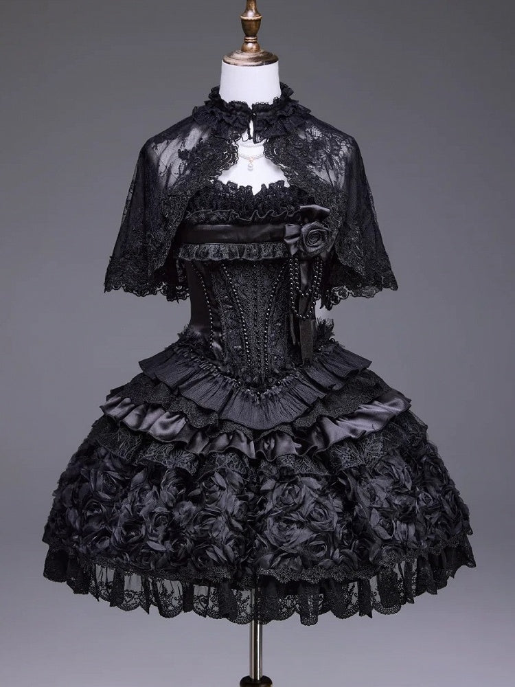 Black Lace Ruffled Cape - Airfreeing